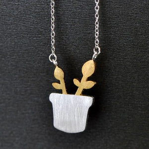 925 Sterling Silver Flowerpot Necklace & Pendant Lady Gift