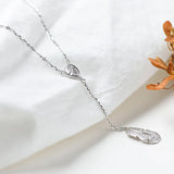 925 Silver Feather Tassel Necklace Clavicle Chain for Women