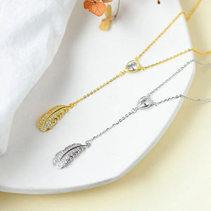 925 Silver Feather Tassel Necklace Clavicle Chain for Women
