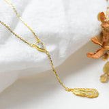 925 Silver Feather Tassel Necklace Clavicle Chain for Women