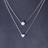 925 Silver Heart Double Necklaces & Pendants for Women
