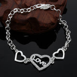 925 Silver LOVE Girl Bracelet Geometry Chain Retro