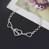 925 Silver LOVE Girl Bracelet Chain Line Party Retro Women's Jewelry