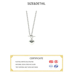 925 Silver Heart Necklace Shining Choker for Party