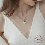 925 Silver Heart Necklace Shining Choker for Party