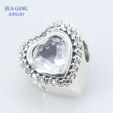925 Silver Heart Charm Clear CZ