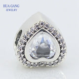 925 Silver Heart Charm Clear CZ