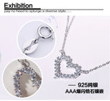 925 Silver heart zircon Necklace Pendant Lady Gift