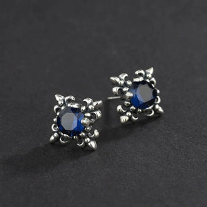 925 Silver Flower Diamond Earrings for Women