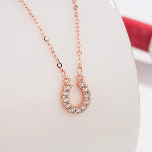 925 Silver Horseshoe Necklace U Shaped Clavicle Chain for Women