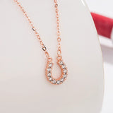 925 Silver Horseshoe Necklace U Shaped Clavicle Chain for Women