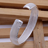 925 Silver Bangle Retro Wedding Open Bracelet Lady Girl Nice B102
