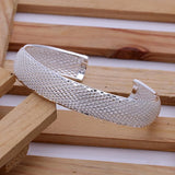 925 Silver Bangle Retro Wedding Open Bracelet Lady Girl Nice B102