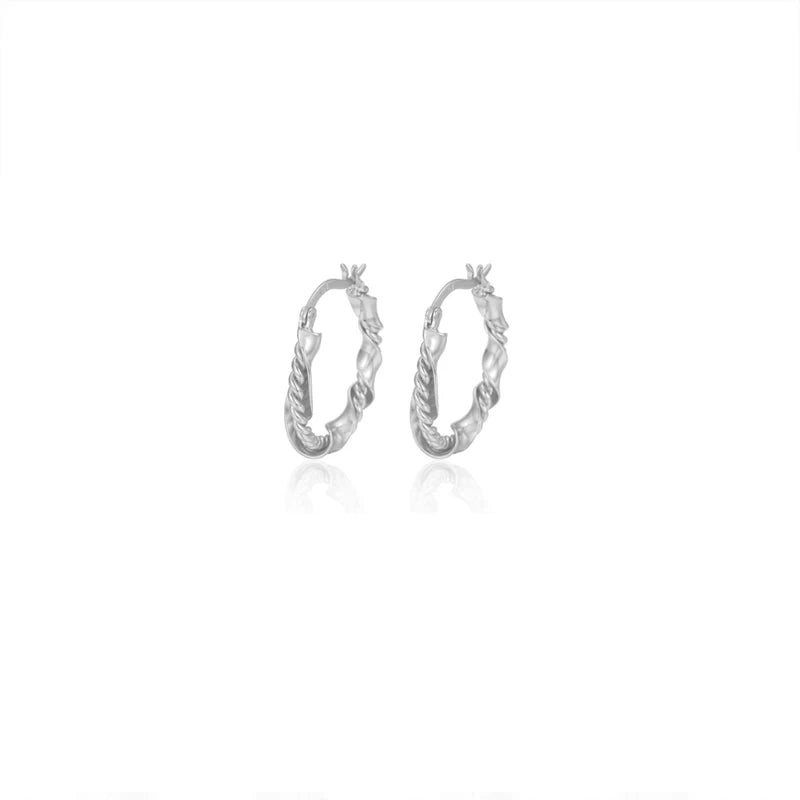 925 Silver Intricate Braided Twisted Hoop Earrings 23mm Diameter