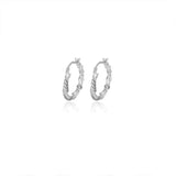 925 Silver Intricate Braided Twisted Hoop Earrings 23mm Diameter