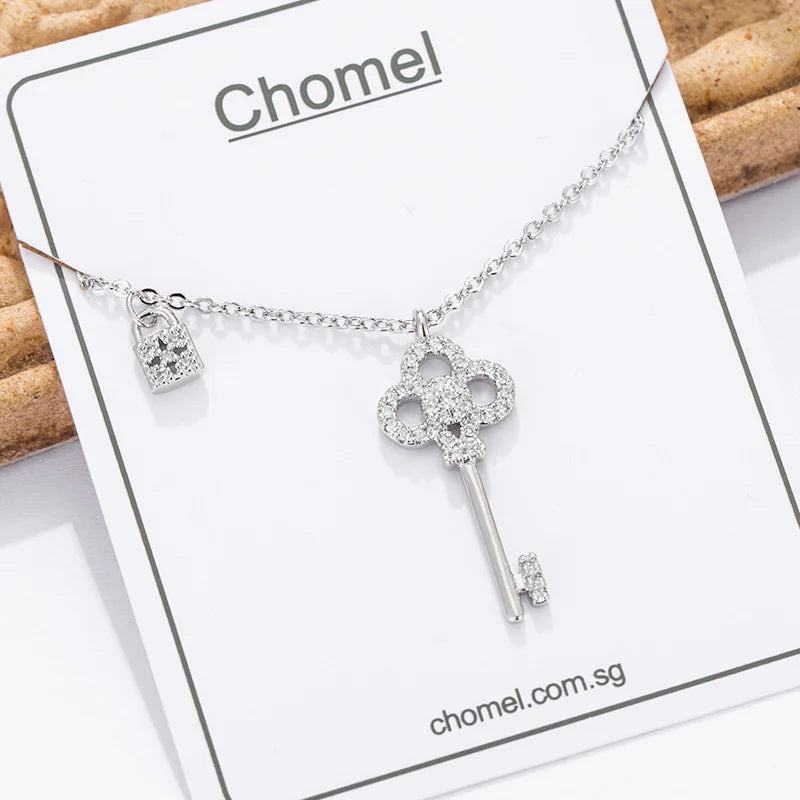 925 Silver Key Necklace Choker Pendant Singapore Chomel Fine Jewelry