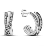 925 Sterling Silver pearl hoop earrings for women