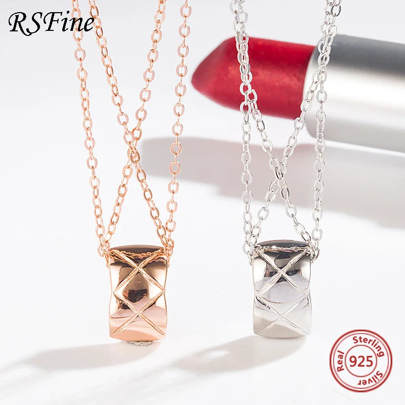 925 Silver Lattice Necklace Romantic Diamond Fine Jewelry