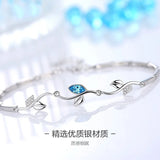 925 Silver Leaf Charm Bracelet Women