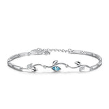 925 Silver Leaf Charm Bracelet Women