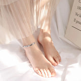 925 Sterling Silver Leaf Tassel Anklet for Women