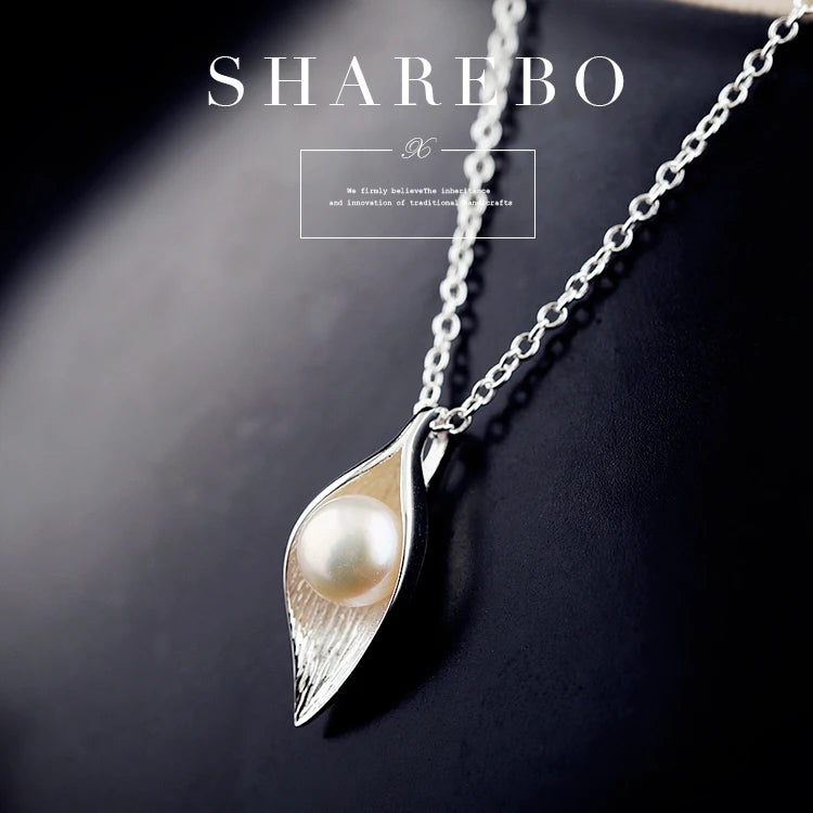 925 Sterling Silver Leaves Necklace Pendant for Women Lady Gift