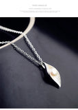 925 Sterling Silver Leaves Necklace Pendant for Women Lady Gift