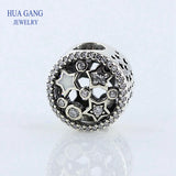 925 Silver Stars Openwork Charm Bracelet Women Jewelry