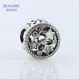 925 Silver Stars Openwork Charm Bracelet Women Jewelry