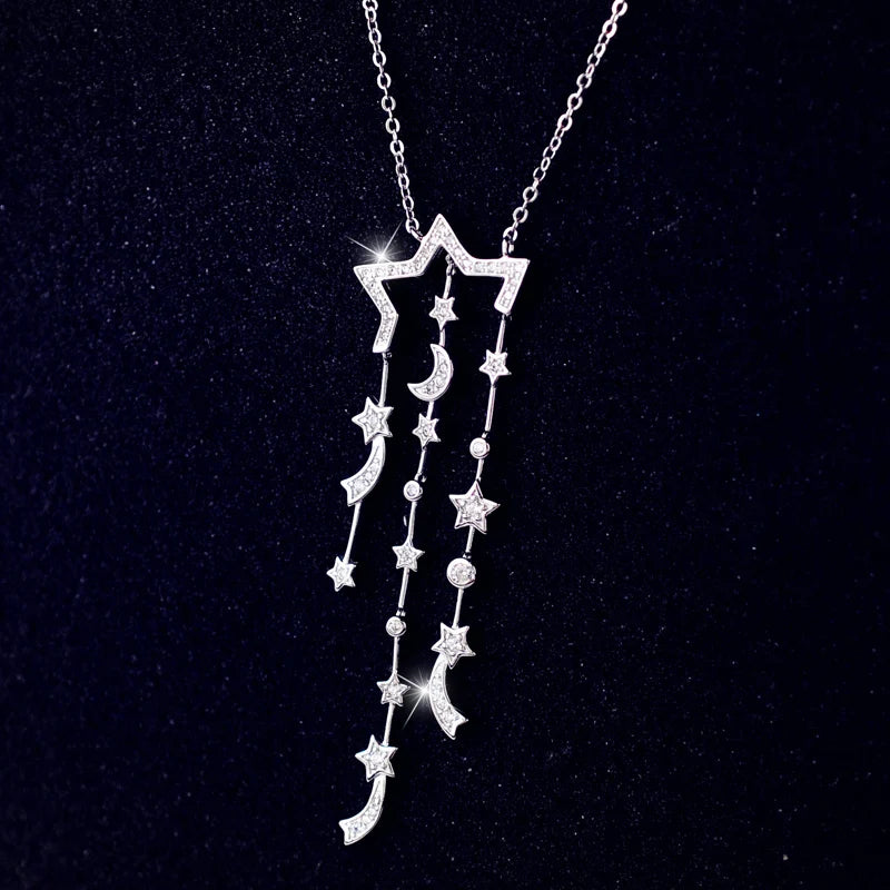 925 Silver Stars Zircon Necklace Pendant