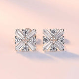 925 Sterling Silver CZ Square Stud Earrings