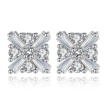 925 Sterling Silver CZ Square Stud Earrings