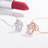 Sterling Silver Mouse Necklace with Diamond Inlay