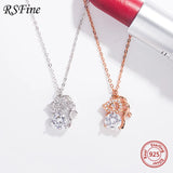 Sterling Silver Mouse Necklace with Diamond Inlay