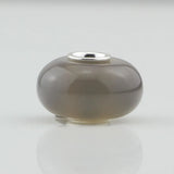 925 Silver Gray Stone Charm Bead for Bracelet Jewelry