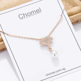 925 Silver Pearl Ginkgo Pendant Necklace for Women