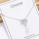 925 Silver Pearl Ginkgo Pendant Necklace for Women