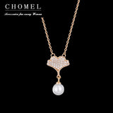 925 Silver Pearl Ginkgo Pendant Necklace for Women