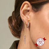 925 Silver Crystal Huggie Hoop Earrings