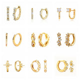 925 Silver Crystal Piercing Huggie Hoop Earrings