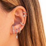 925 Silver Crystal Huggie Hoop Earrings