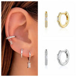 925 Silver Crystal Huggie Hoop Earrings