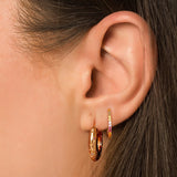 925 Silver Crystal Piercing Huggie Hoop Earrings