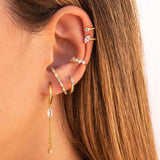 925 Silver Crystal Huggie Hoop Earrings