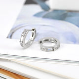 925 Silver Crystal Piercing Huggie Hoop Earrings