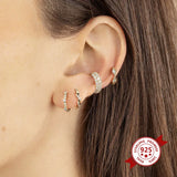 925 Silver Crystal Huggie Hoop Earrings