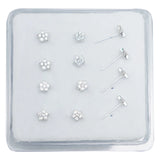 925 Silver Star Crystal Nose Studs 12pcs