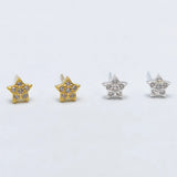 925 Silver Star Crystal Nose Studs 12pcs