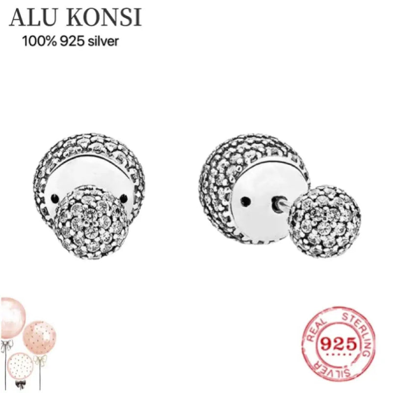 925 Silver Classical Style Crystal Stud Earrings for Women