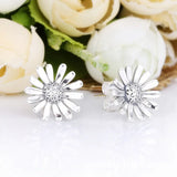 Sterling Silver Pink Daisy Flower Earrings